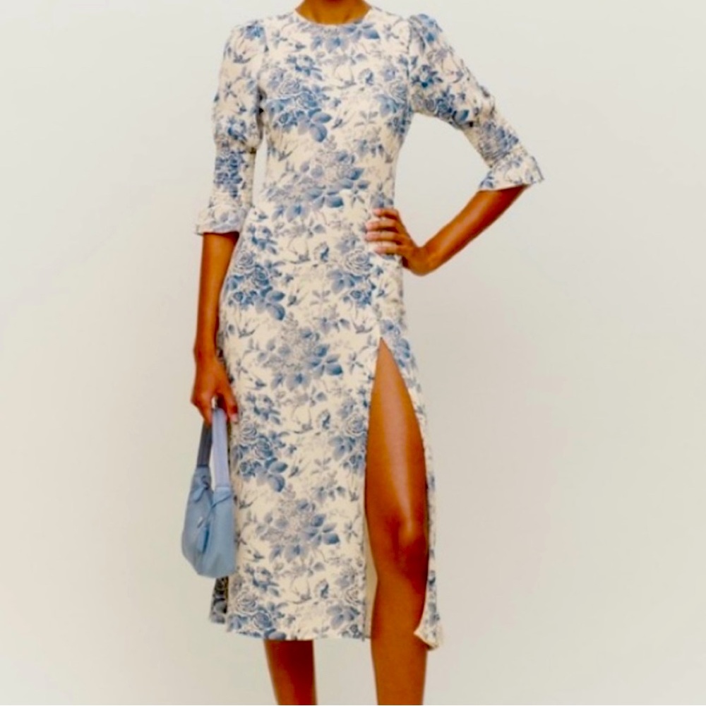 Reformation Carolena Floral Midi Dress Pompadour Size 8